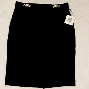 NWT ANNE KLEIN Black Pull On Pencil Skirt with Gold Accents | Woman Medium
